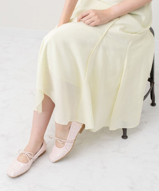 Bridget Birkin 【Bridget Birkin】ツイードスパンコールリボンパンプス ピンク雑材