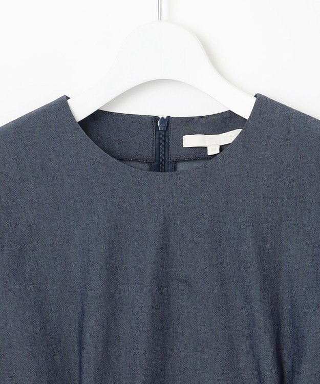 自由区 S 【セットアップ対応・洗える】ドレープツイルプルオーバー ブラウス ネイビーシャンブレー