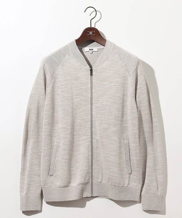 JOSEPH ABBOUD 【イタリア糸使用/清涼感/軽い/洗える/サスティナブル】スラブギマ ニット  ジップ ブルゾン ライトグレー系