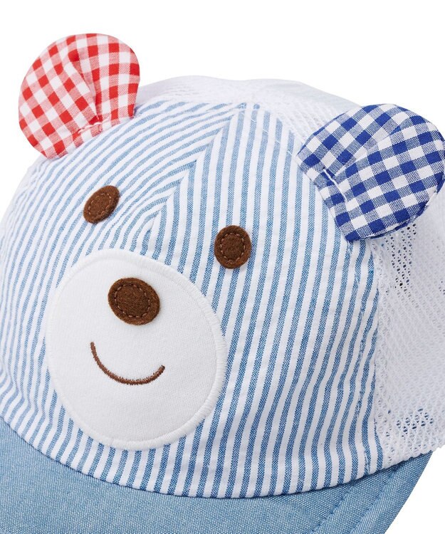 MIKI HOUSE HOT BISCUITS 【44-52cm】 顔ドン メッシュキャップ ブルー