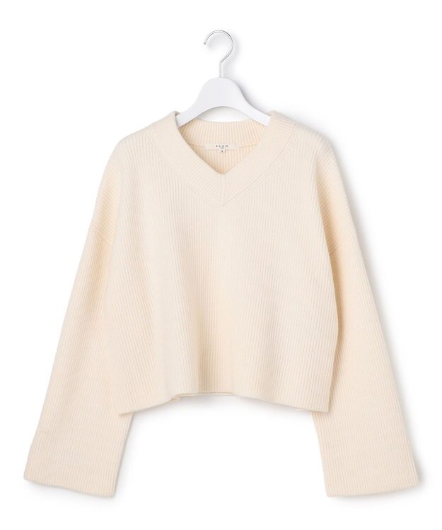 23区 S 【SLOW/一部店舗限定】ソフトウール Vネック ニット ホワイト系