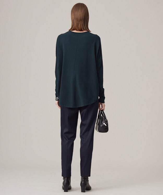 ICB L 【洗える】ウォームサテン ドロストパンツ ネイビー系