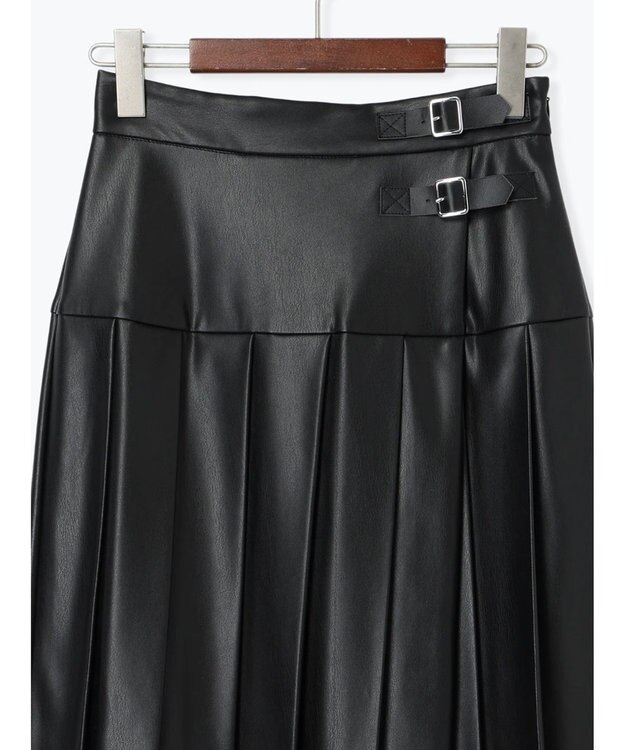 Te chichi 【泉 里香さん着用・Oggi.jp10/23掲載】レザータックプリーツスカート ブラック