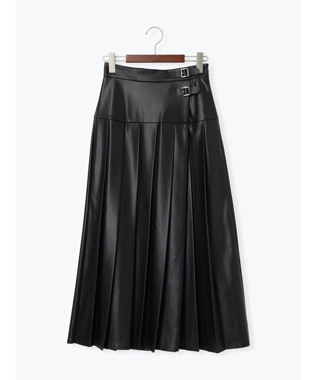 Te chichi 【泉 里香さん着用・Oggi.jp10/23掲載】レザータックプリーツスカート ブラック