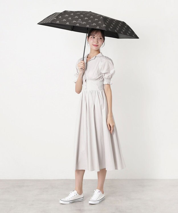 MOONBAT 【遮熱・遮光】POLO RALPH LAUREN(ポロ ラルフローレン)フローラル 花柄 晴雨兼用 雨傘  折りたたみ傘 簡単開閉 ブラック
