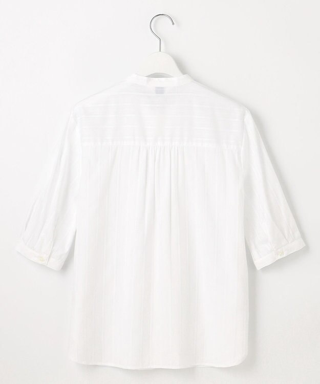 J.PRESS LADIES S 【洗える】セルロースカラミストライプ バンドカラー ブラウス ホワイト系