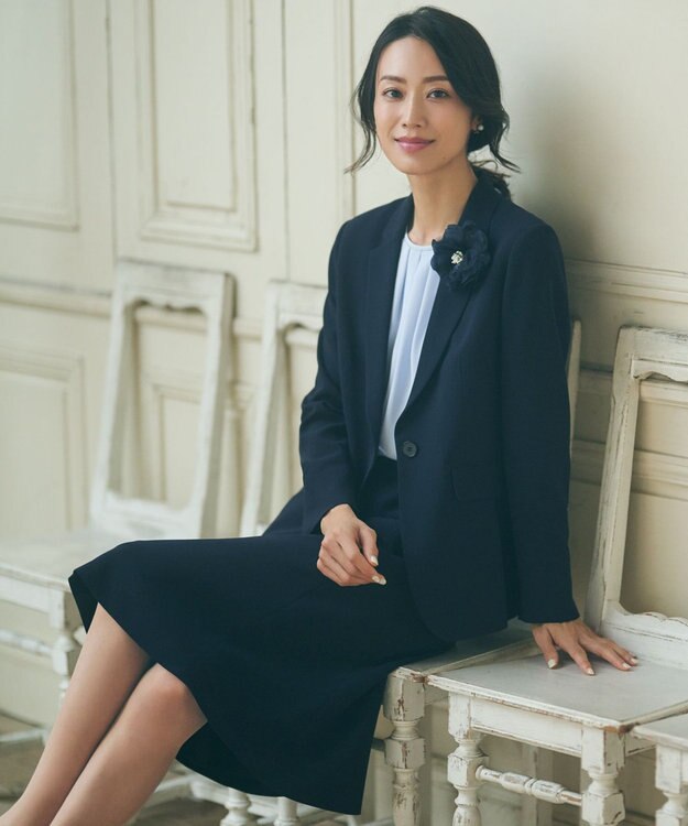 23区 L 【洗える】シルキーデシン ボールチェーン カットソー スカイブルー系