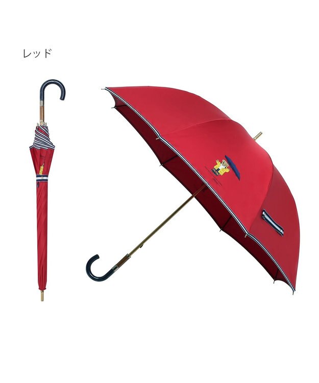 MOONBAT 【雨傘】POLO RALPH LAUREN（ポロ ラルフローレン）長傘 ツイル無地×RAIN BEAR レッド
