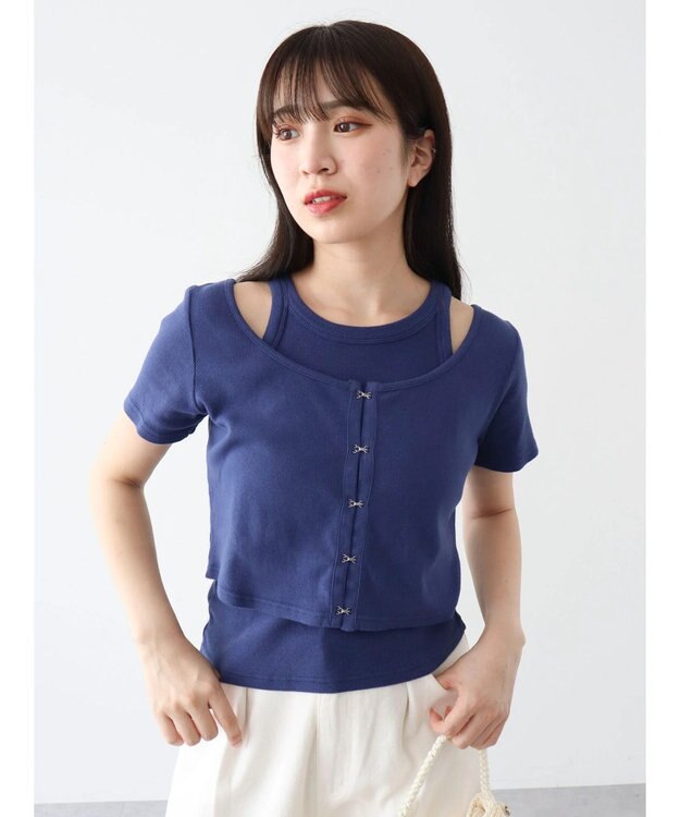 Green Parks ・swing by SET2点カーディガン&タンク Navy