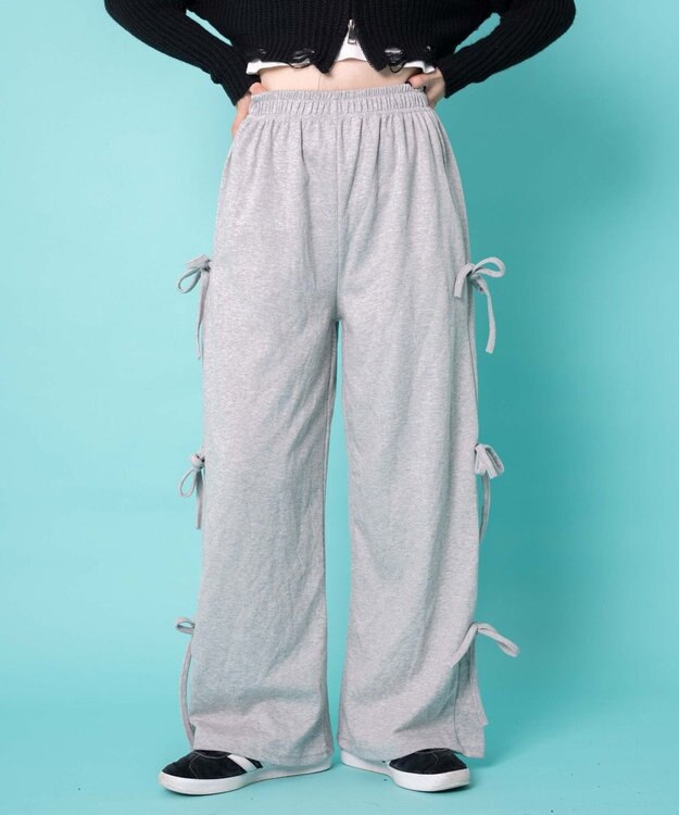 WEGO サイドリボンスウェットパンツ グレー