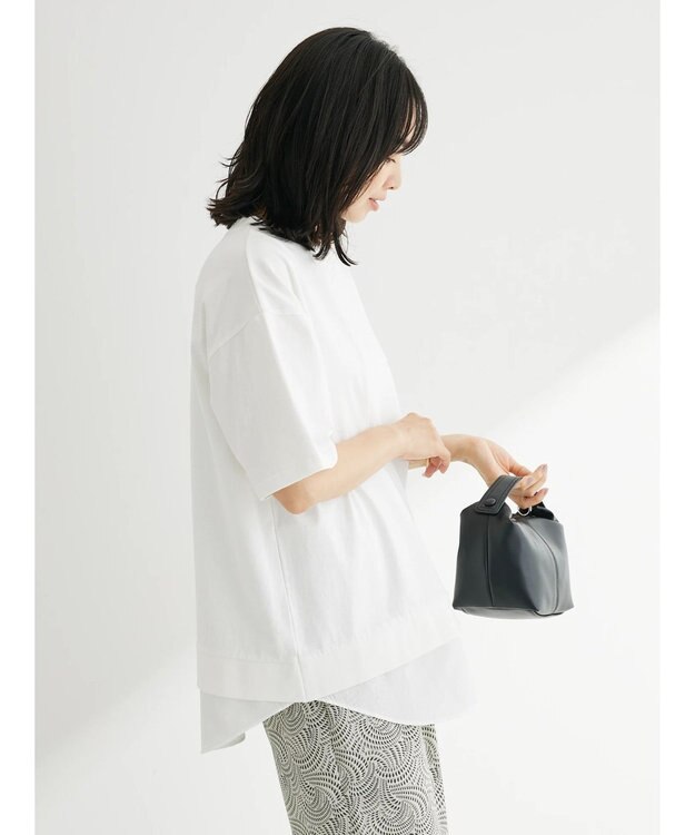 Green Parks 異素材切替ドッキングチュニック Off White