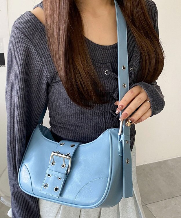 WEGO マルチWAYハーフムーンベルトバッグ サックス