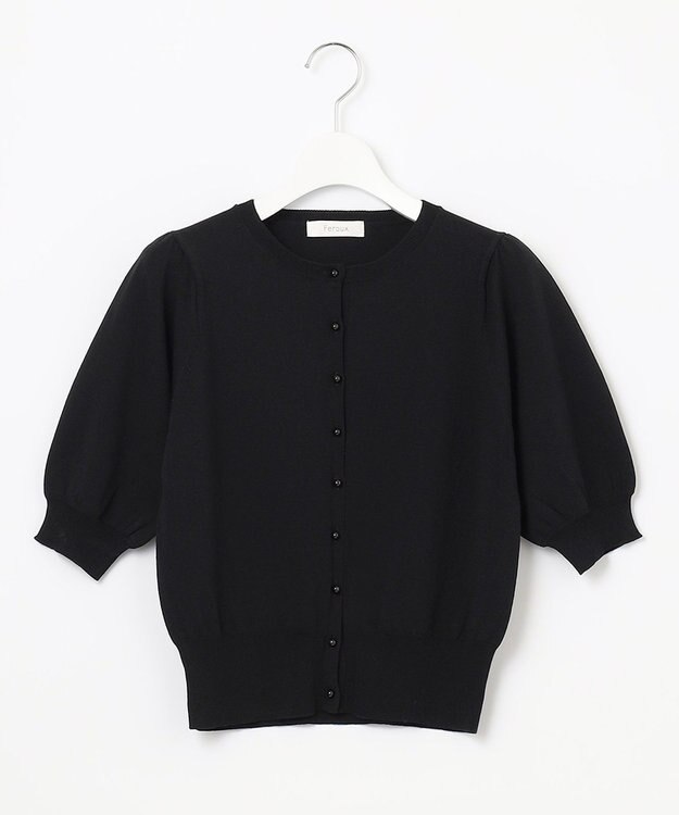 Feroux 【接触冷感・UVカット】ハーフスリーブ カーディガン ブラック系