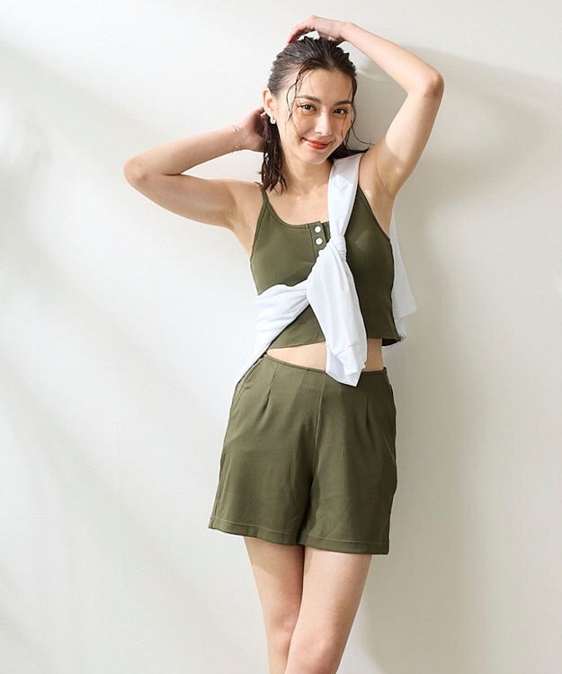 OP／FILA 【ocean pacific】ラッシュガード付き水着4点セット キャミデザイン カーキ