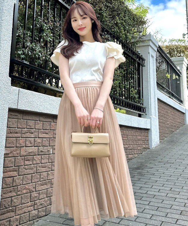 Feroux シャイニープリーツスカート ベージュ系