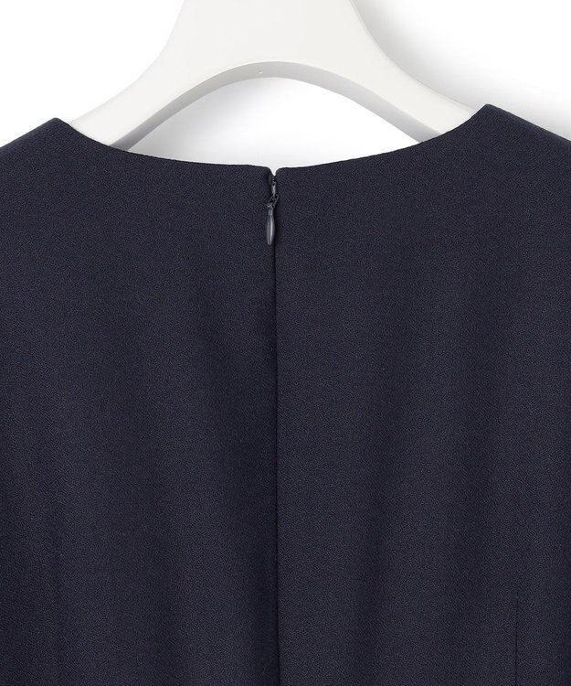 23区 L 【洗える】ウールミックスジョーゼット ワンピース ネイビー系