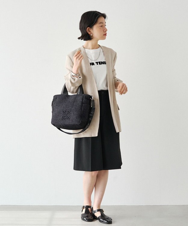 russet ナイロンラフィア2WAYトートバッグ(CE-1711) Black