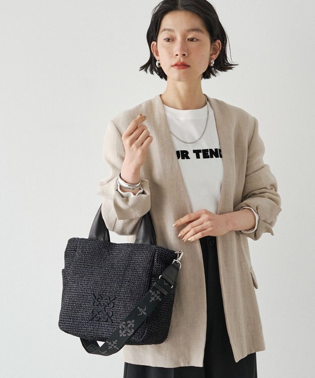 russet ナイロンラフィア2WAYトートバッグ(CE-1711) Black