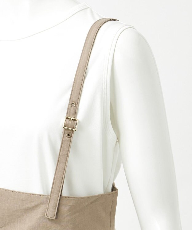 23区 L 【GOLD LABEL】クリスピーリネンストレッチ サスペンダーパンツ ブラウン系