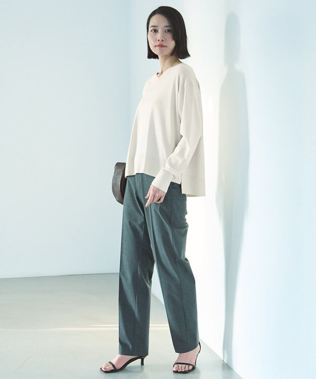 UNFILO L マイビューティ Vネック ニット グレージュ