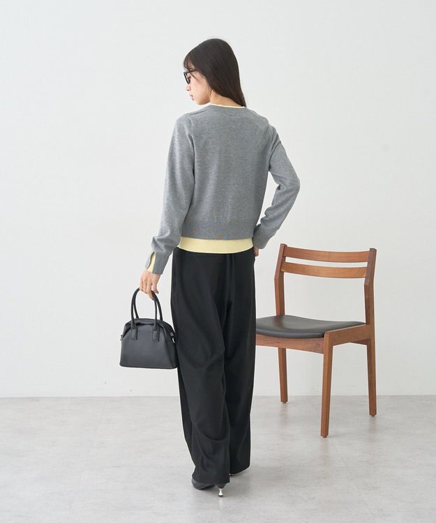 earth music&ecology 【コットン混紡】バイカラーレイヤード風カーディガン Gray