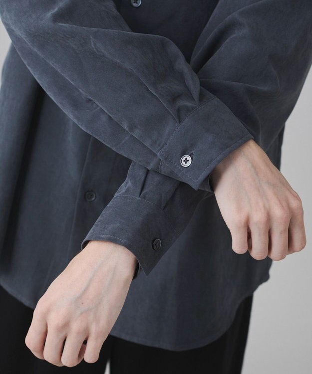 WEGO 【ユニセックス着用ITEM】フィブリルワンポイントBIGシャツ（長袖） ブラック中濃色