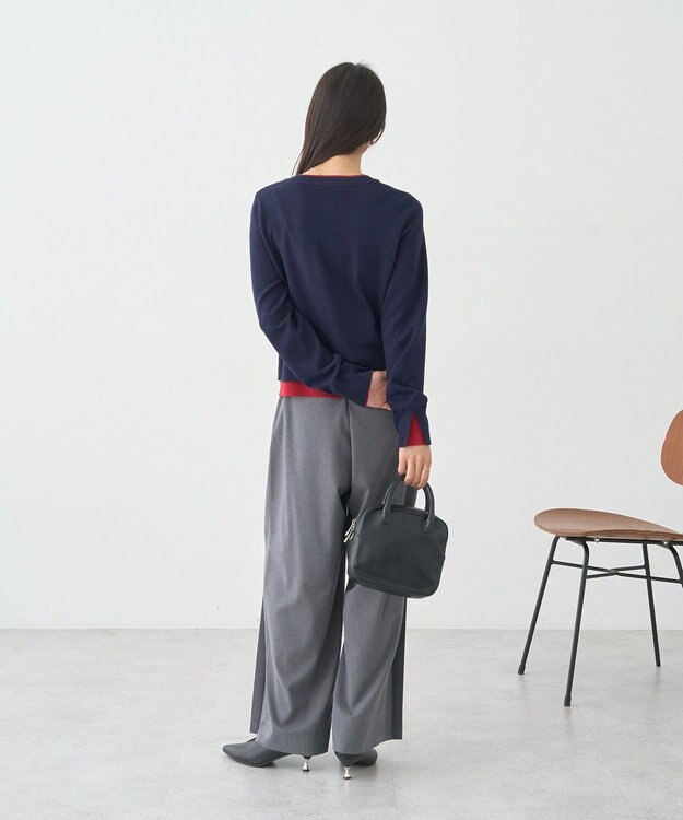 earth music&ecology 【コットン混紡】バイカラーレイヤード風カーディガン Navy