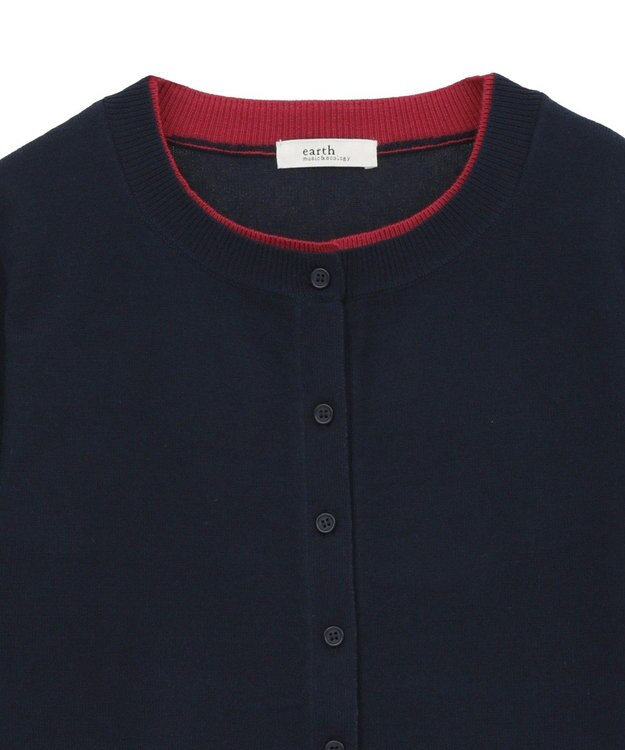 earth music&ecology 【コットン混紡】バイカラーレイヤード風カーディガン Navy