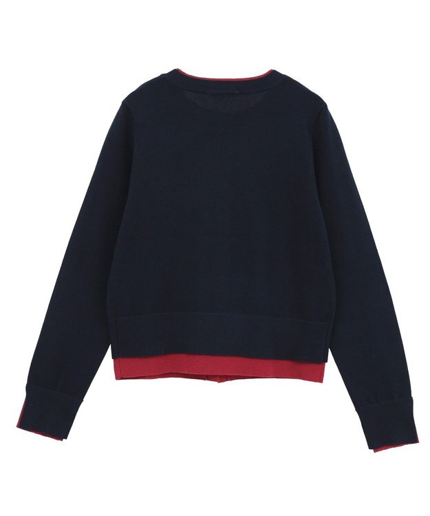 earth music&ecology 【コットン混紡】バイカラーレイヤード風カーディガン Gray