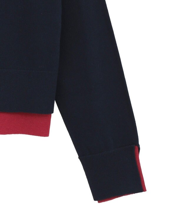 earth music&ecology 【コットン混紡】バイカラーレイヤード風カーディガン Navy