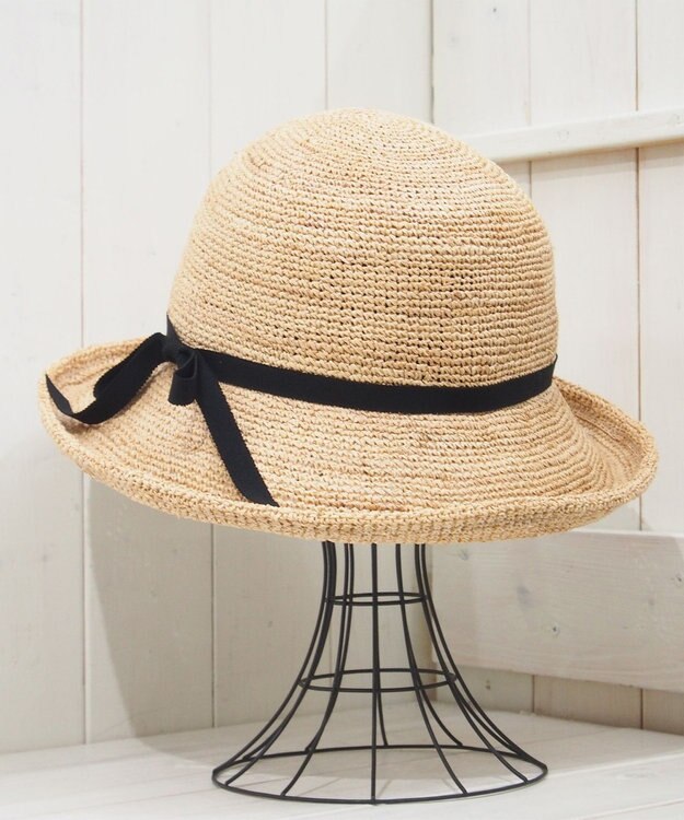石田製帽  ラフィア糸入りかぎ編み ソフトハットセーラ ナチュラル