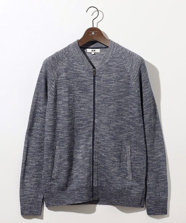 JOSEPH ABBOUD 【イタリア糸使用/清涼感/軽い/洗える/サスティナブル】スラブギマ ニット  ジップ ブルゾン ブルー系