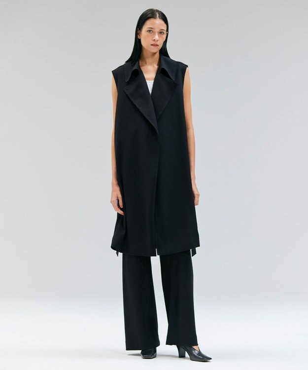 BEIGE， FLEUR / ラップデザインロングジレ Black