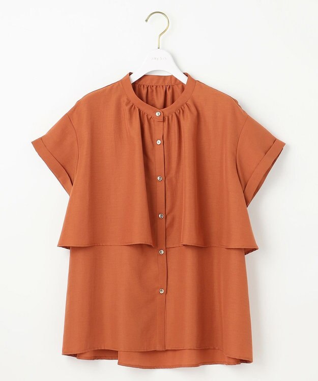 ANY SIS L 【洗える】バンドカラーレイヤード ブラウス テラコッタ