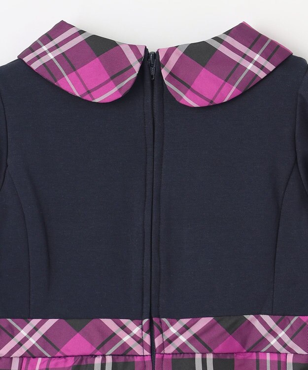 組曲 KIDS 【110-140㎝】チェックタフタドッキング ワンピース ベリーピンク系