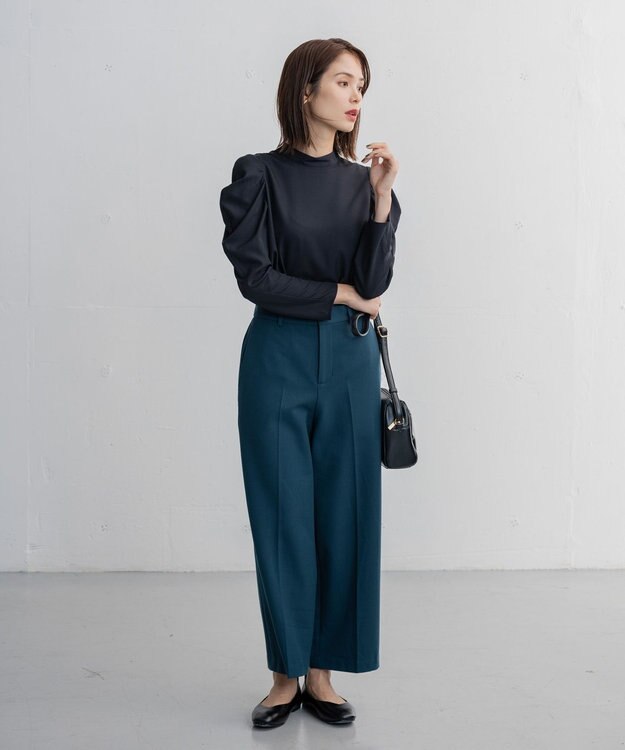 ANY タックボリュームブラウス ネイビー