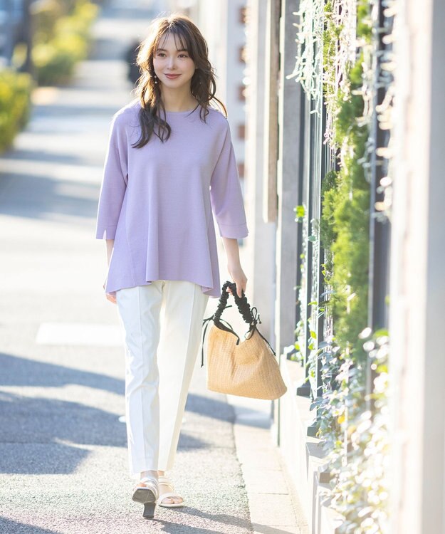 ANY SIS S 【UVカット・洗える】フレアニット チュニック ラベンダー