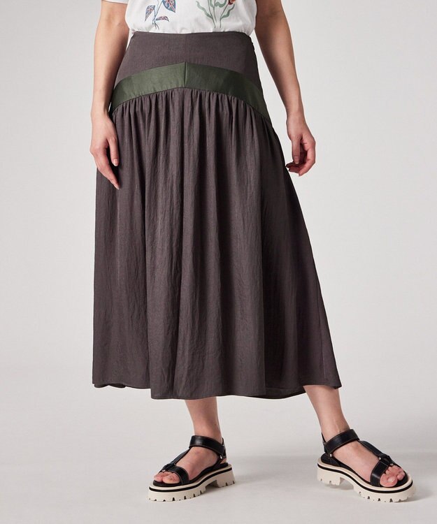 Paul Smith ウィメンズ アセテート ギャザースカート チョコレートブラウン