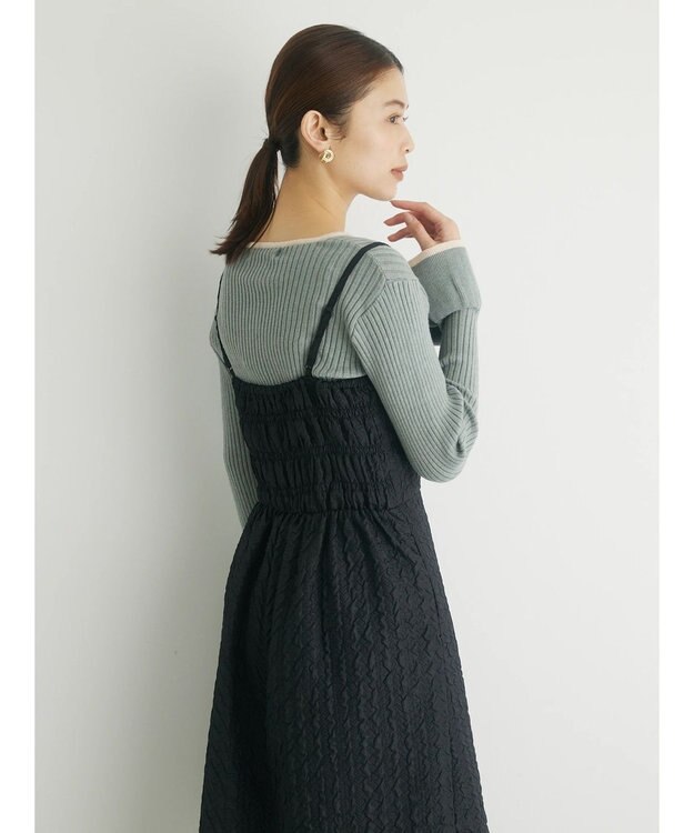 Green Parks ・ｎｏｖｅｍ９　フクレジャカードキャミワンピ Black