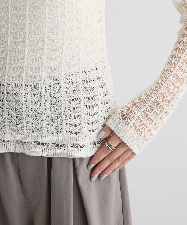 Green Parks ＳＥＴ２点　クロシェ風ニットプルオーバー Off White