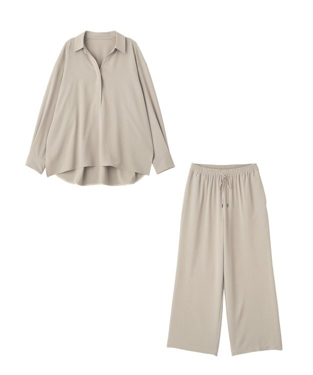 YECCA VECCA 【2点SET】スキッパーデザインセットアップ Gray Beige