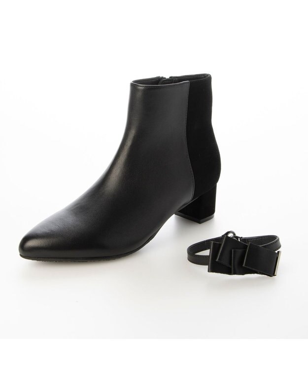 Riz raffinee <Riz raffinee>【2WAY】モチーフリボンショートブーツ ブラック