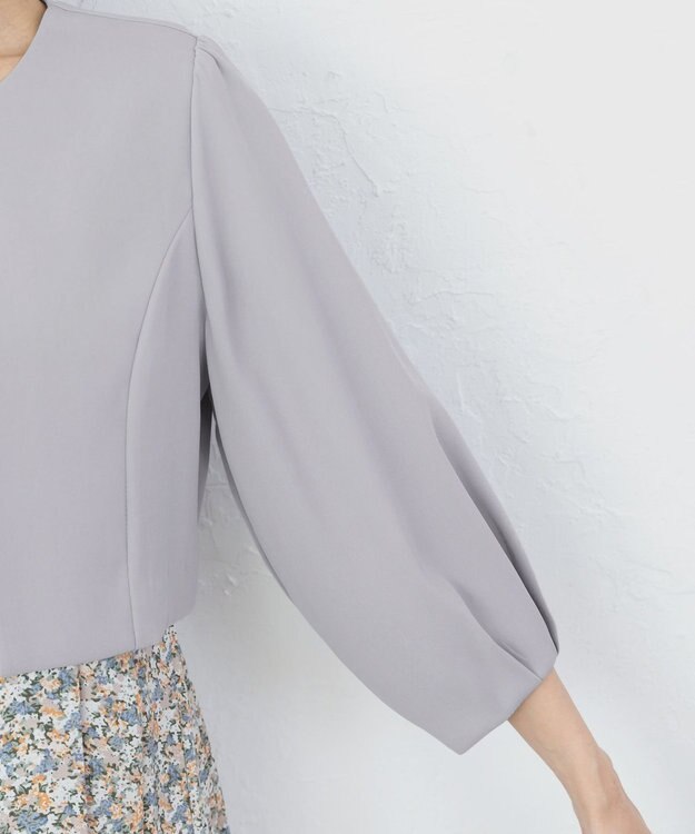 Tiaclasse 【洗える】タックパフスリーブボレロ サックスグレー