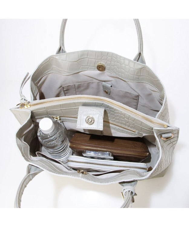 UNBILLION ペルケ perche / WEB直営限定・牛革ユーティリティA4・2wayトートバッグ クロコグレー