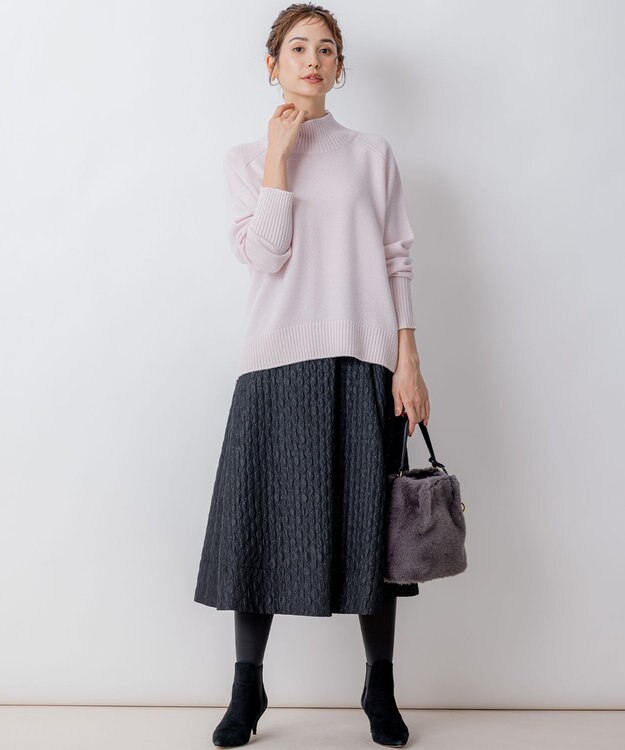 組曲 【8色展開・WEB限定】ウールカシミヤミックス ハイネック ニット アイスピンク系