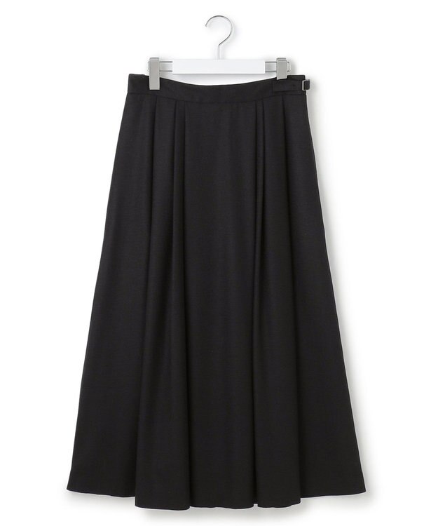 23区 【洗える】ウールミルドジャージー タック スカート ブラック系