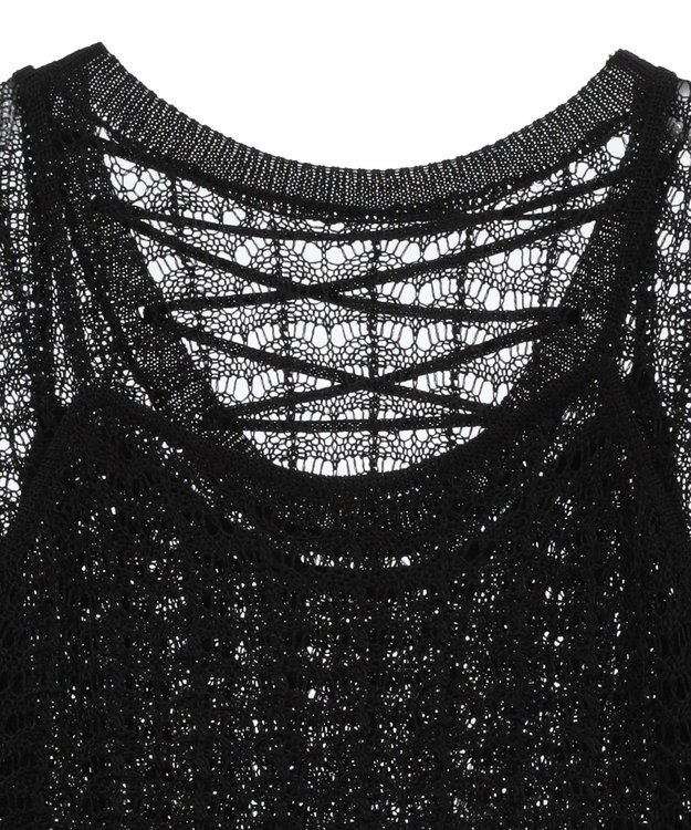 Green Parks ＳＥＴ２点　クロシェ風ニットプルオーバー Black