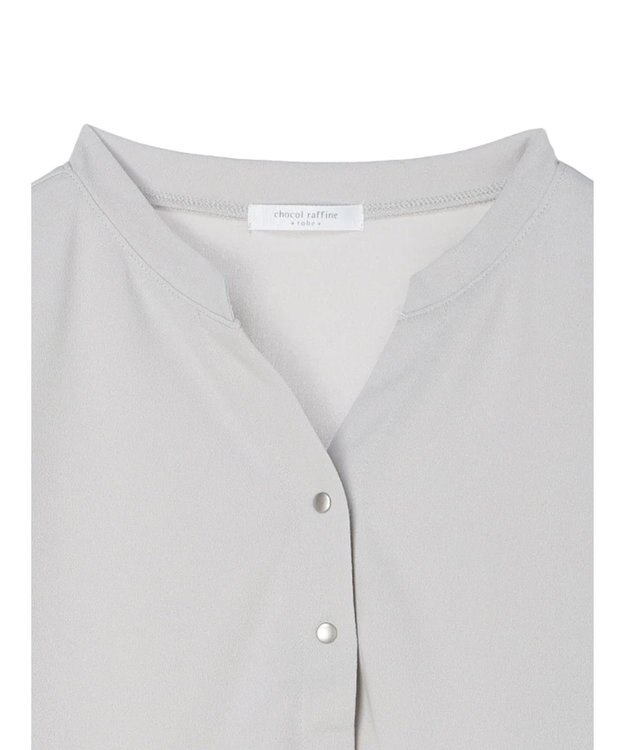 Green Parks カットジョーゼットドットボタンカーディガン Light Gray