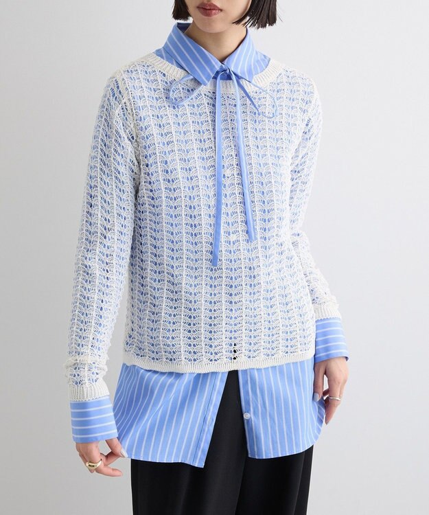 Green Parks ＳＥＴ２点　クロシェ風ニットプルオーバー Off White