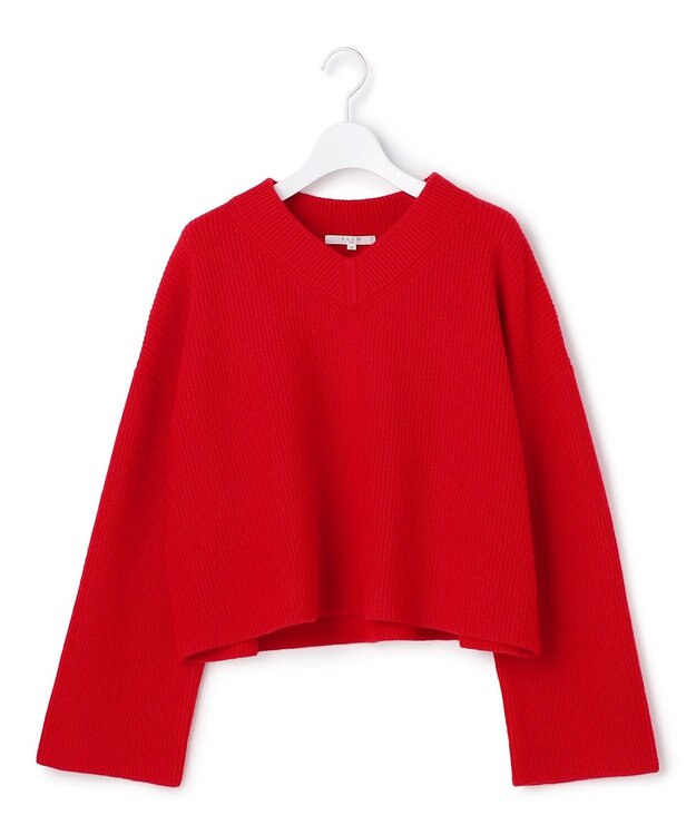 23区 S 【SLOW/一部店舗限定】ソフトウール Vネック ニット レッド系